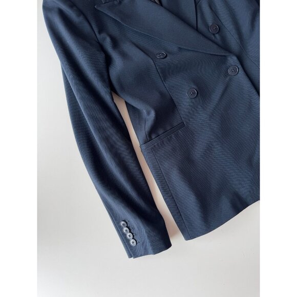 Aritzia TALULA Navy Blue Wool Twill Double Breasted Peak Lapel Blazer, Size 2 - Picture 8 of 15